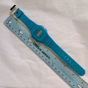 Blue Planet LCD digital watch with stainless steel backing